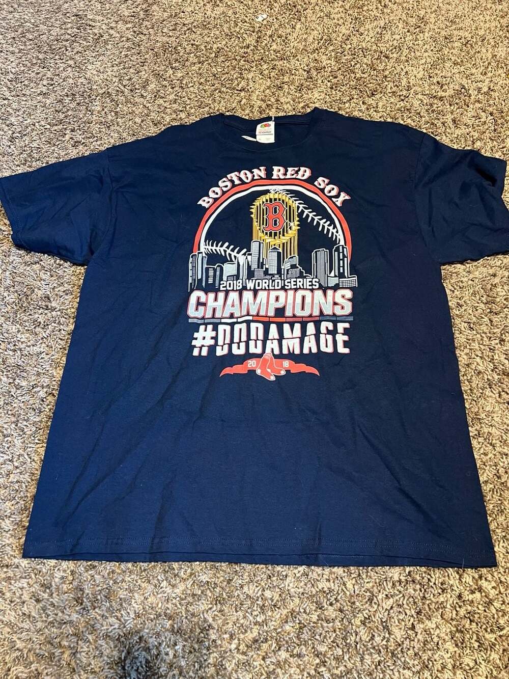 Boston Red Sox 2018 World Series Champions #DoDamage Roster T-Shirt Size XL